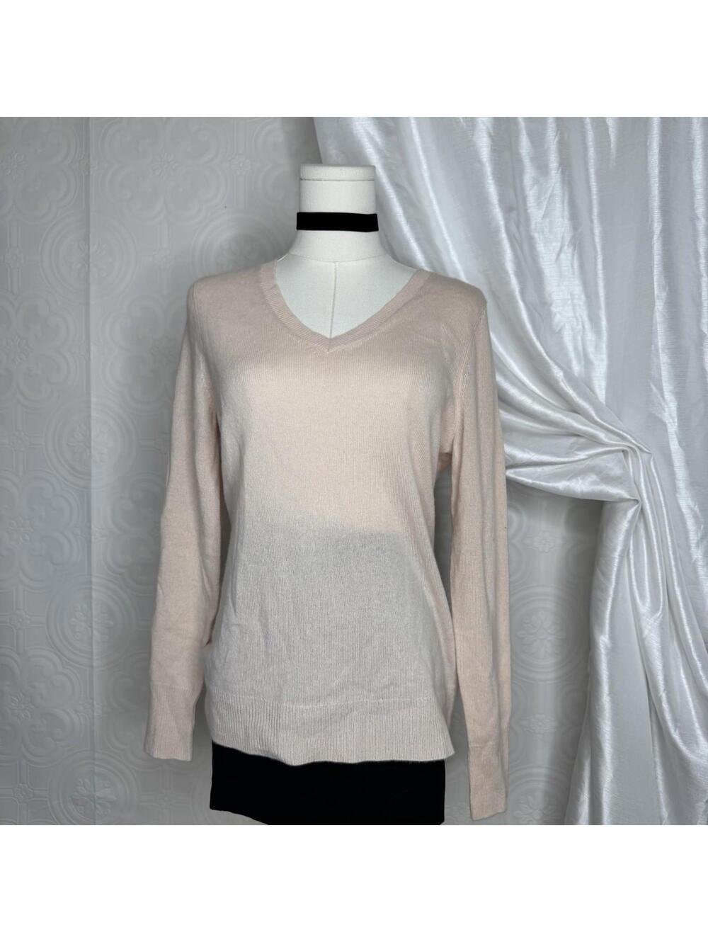 Alex Marie Cashmere Nude Beige V-Neck Sweater